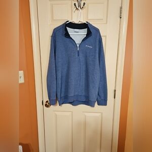 Mens Blue Columbia Hart Mountain II 1/4 Zip Sweatshirt W/ Fleece Interior Sz L